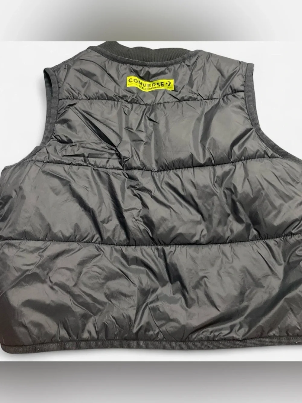 Converse Black Quilted Logo Snap-Front Vest